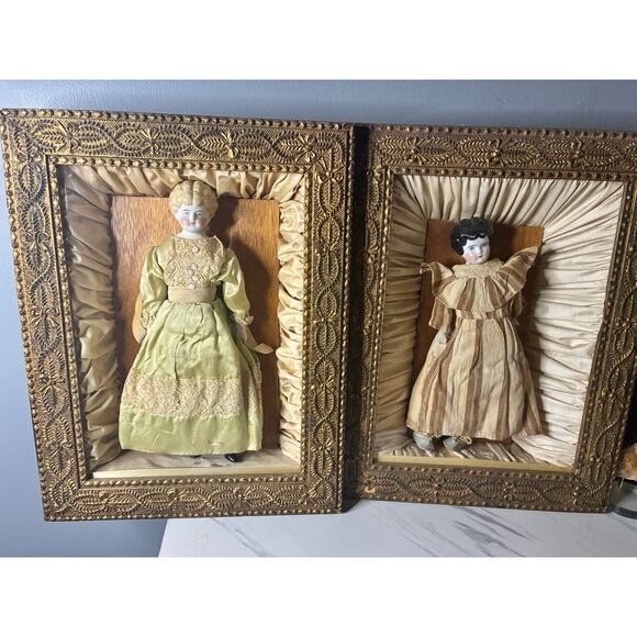 1889 Catholic Devotional Shrine Pair Framed Religious Figures with Original Text - Picture 4 of 16